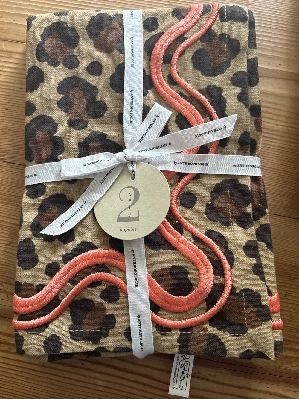 Anthropologie Madeline leopard print napkins Set of 2